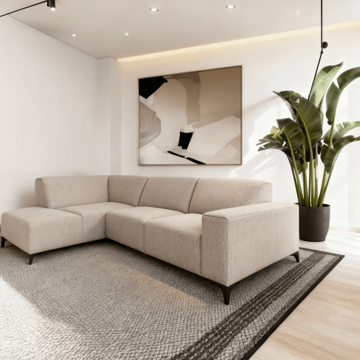 4-zit beige hoekbank 