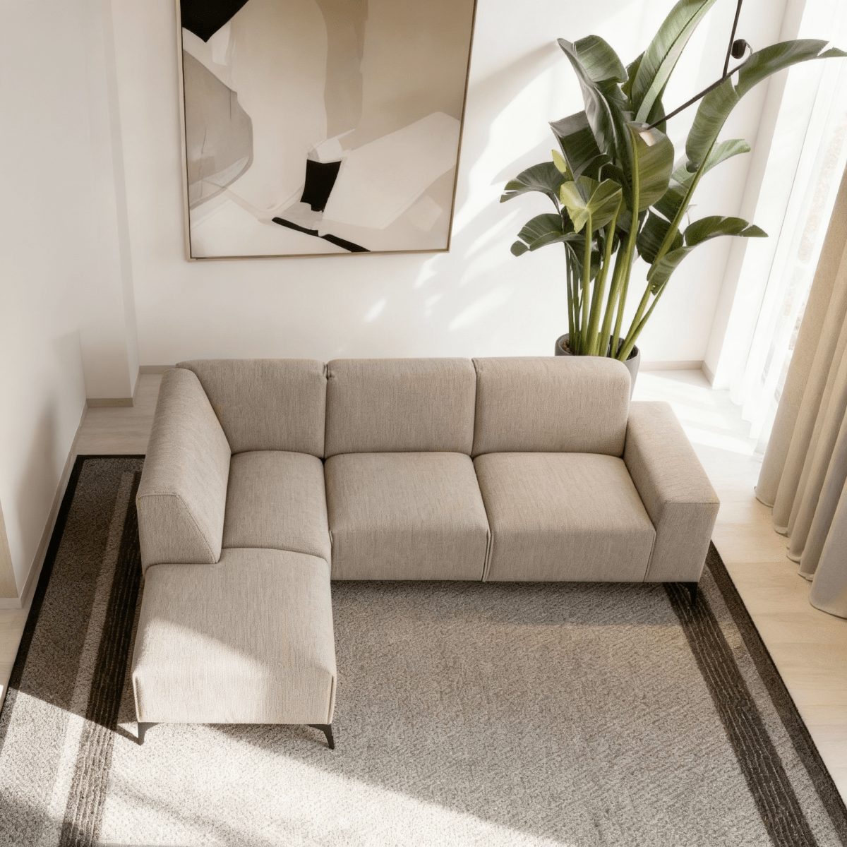 4-zit beige hoekbank 