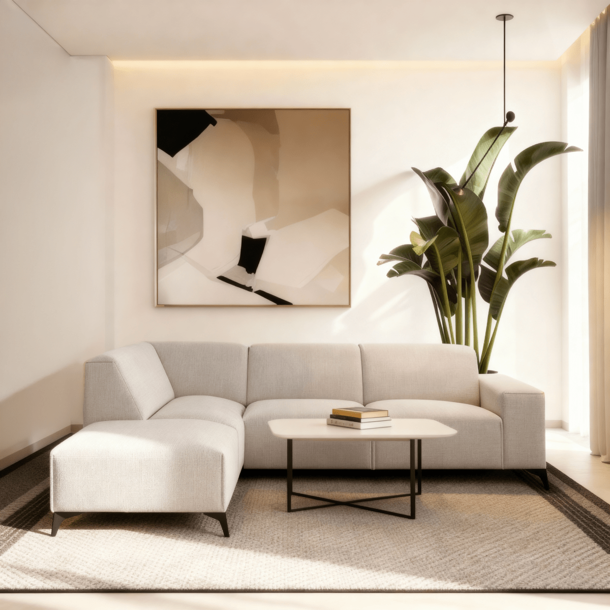 4-zit beige hoekbank 