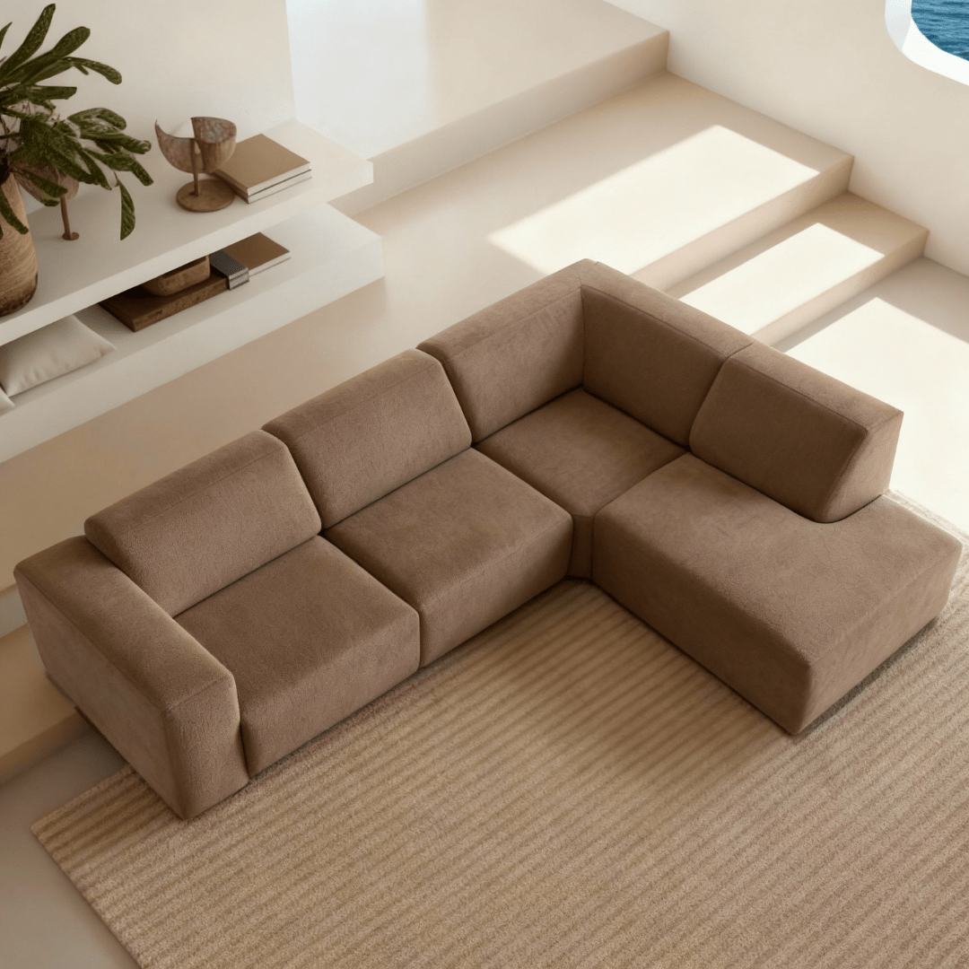Taupe hoekbank 