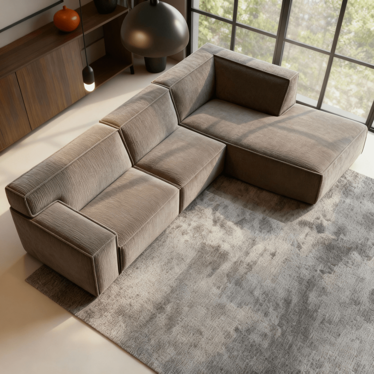 Hoekbank taupe 