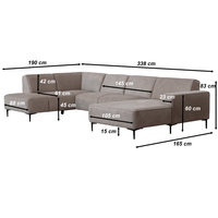Hoekbank Madrid 5-zits U-opstelling Links Beige Mahom