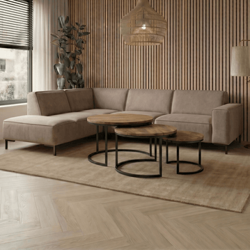 Beige hoekbank 4 zits