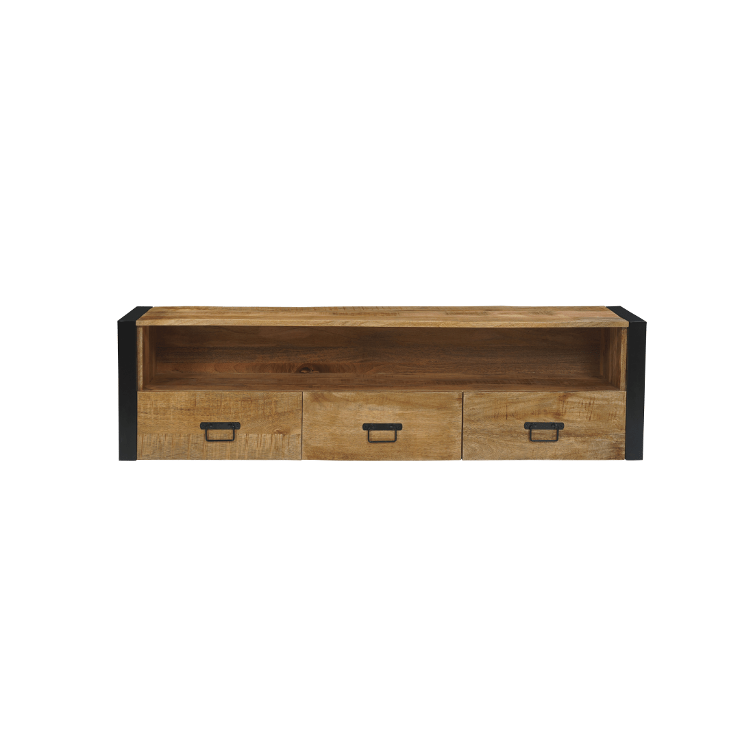 Mangohouten tv meubel zwevend bruin met metaal 150cm
