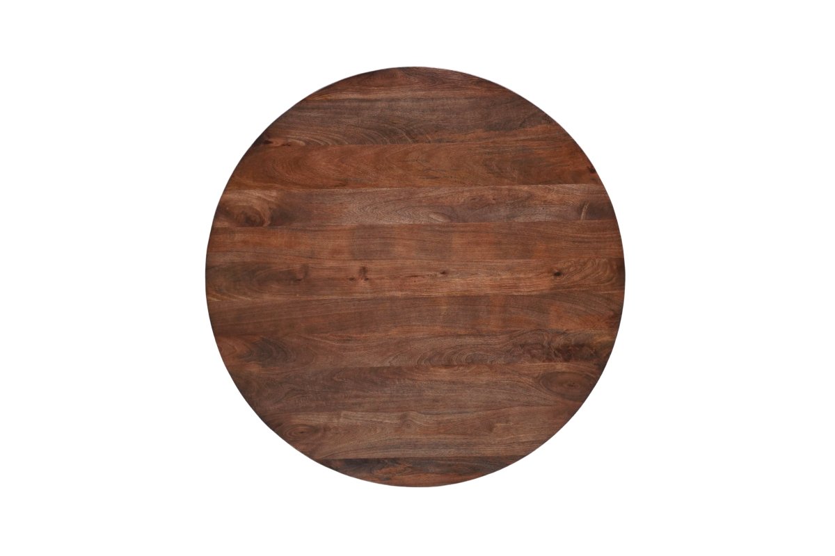 Mangohouten eettafel donkerbruin rond 130cm