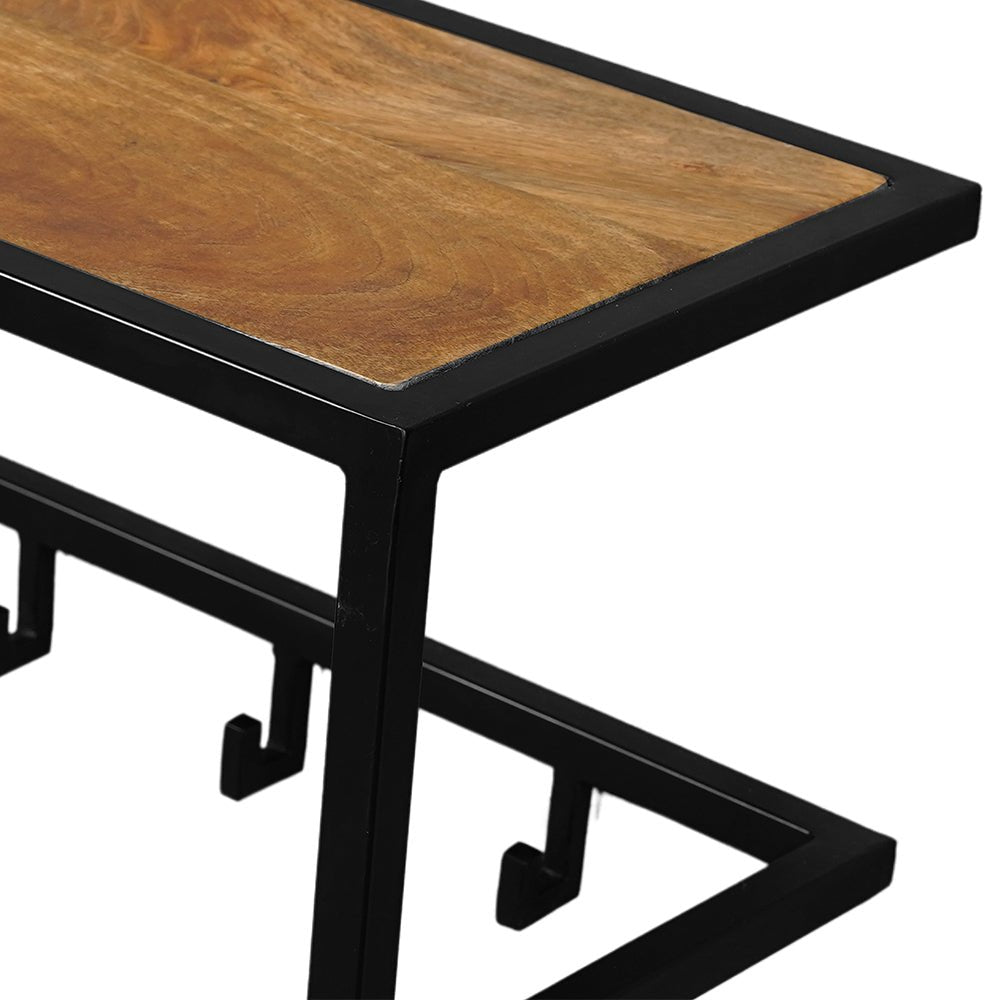 Mangohouten kapstok met zwart frame