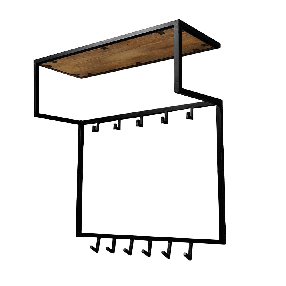 Mangohouten kapstok met zwart frame