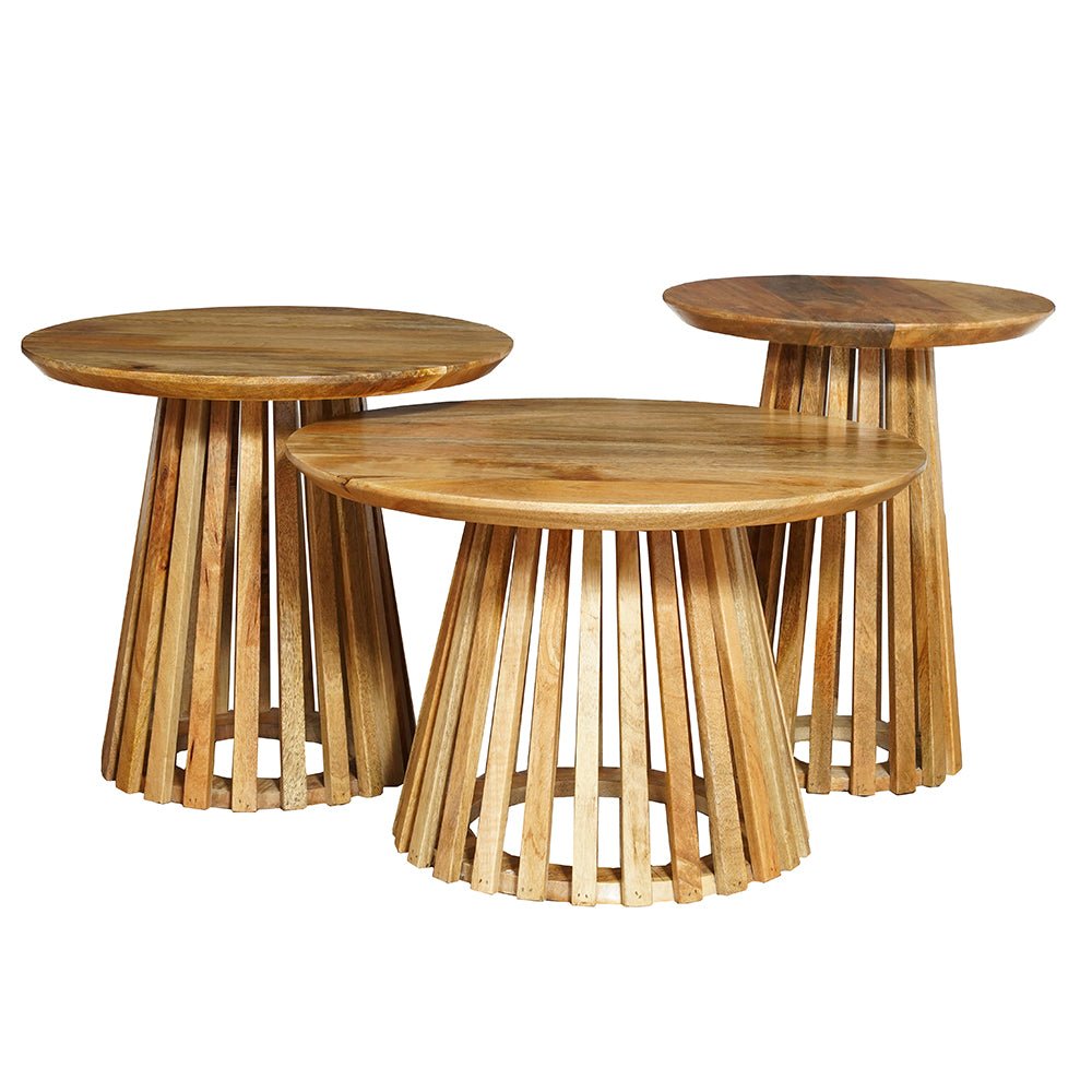 Mangohouten salontafels set van 3