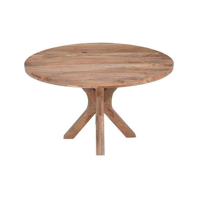 Mangohouten Eettafel Mori Rond 130 cm Houten onderstel Mahom