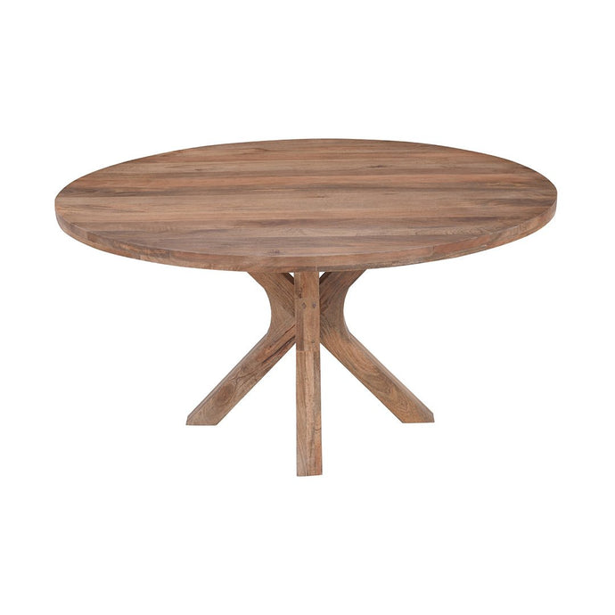 Mangohouten Eettafel Mori Rond 150 cm Houten onderstel Mahom