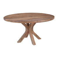 Mangohouten Eettafel Mori Rond 150 cm Houten onderstel Mahom