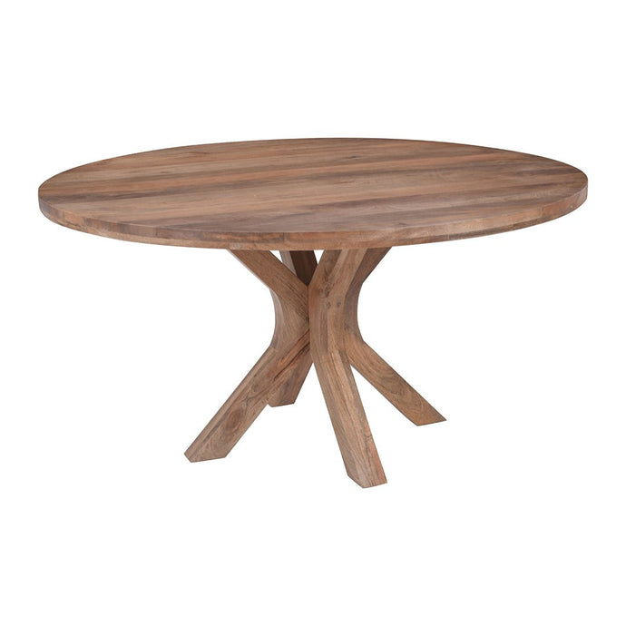 Mangohouten Eettafel Mori Rond 150 cm Houten onderstel Mahom