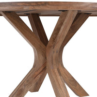 Mangohouten Eettafel Mori Rond 150 cm Houten onderstel Mahom