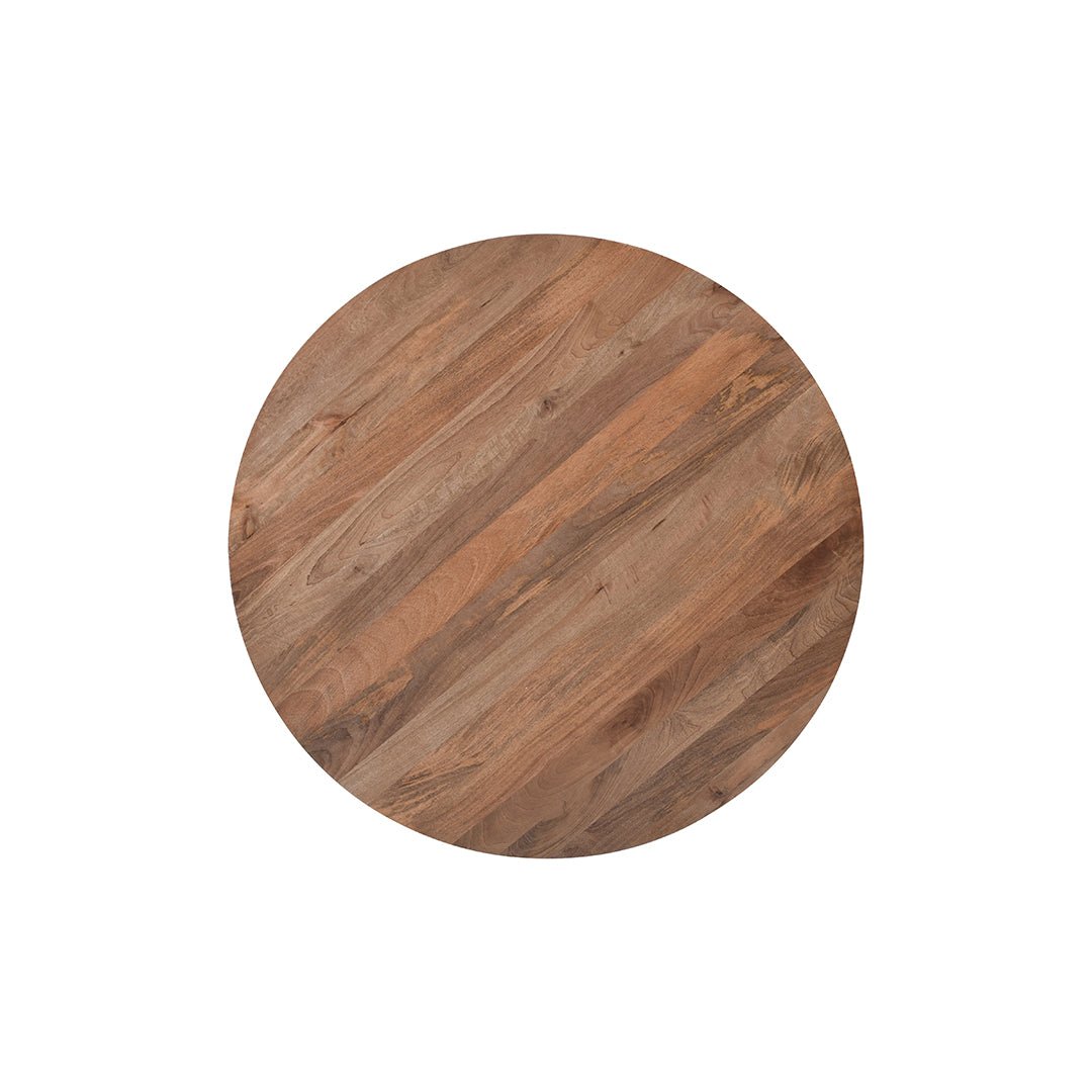 Bruine ronde eettafel van mangohout
