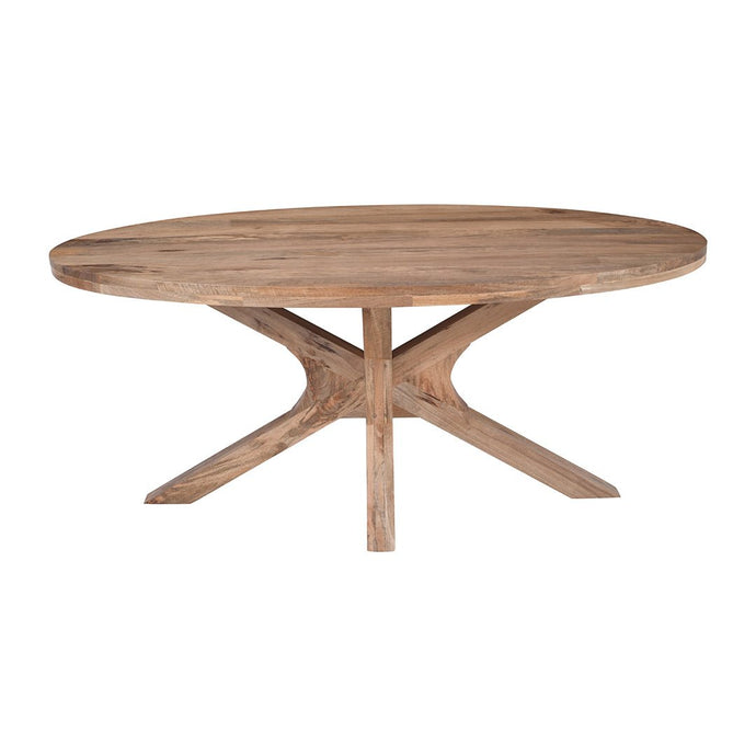 Mangohouten Eettafel Mori Ovaal 180x100 cm Houten onderstel Mahom