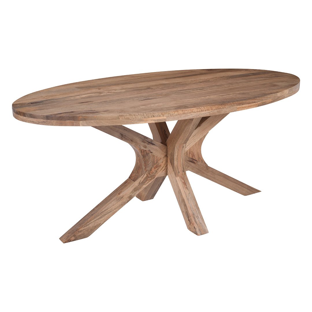Lichtbruine ovale eettafel van mangohout