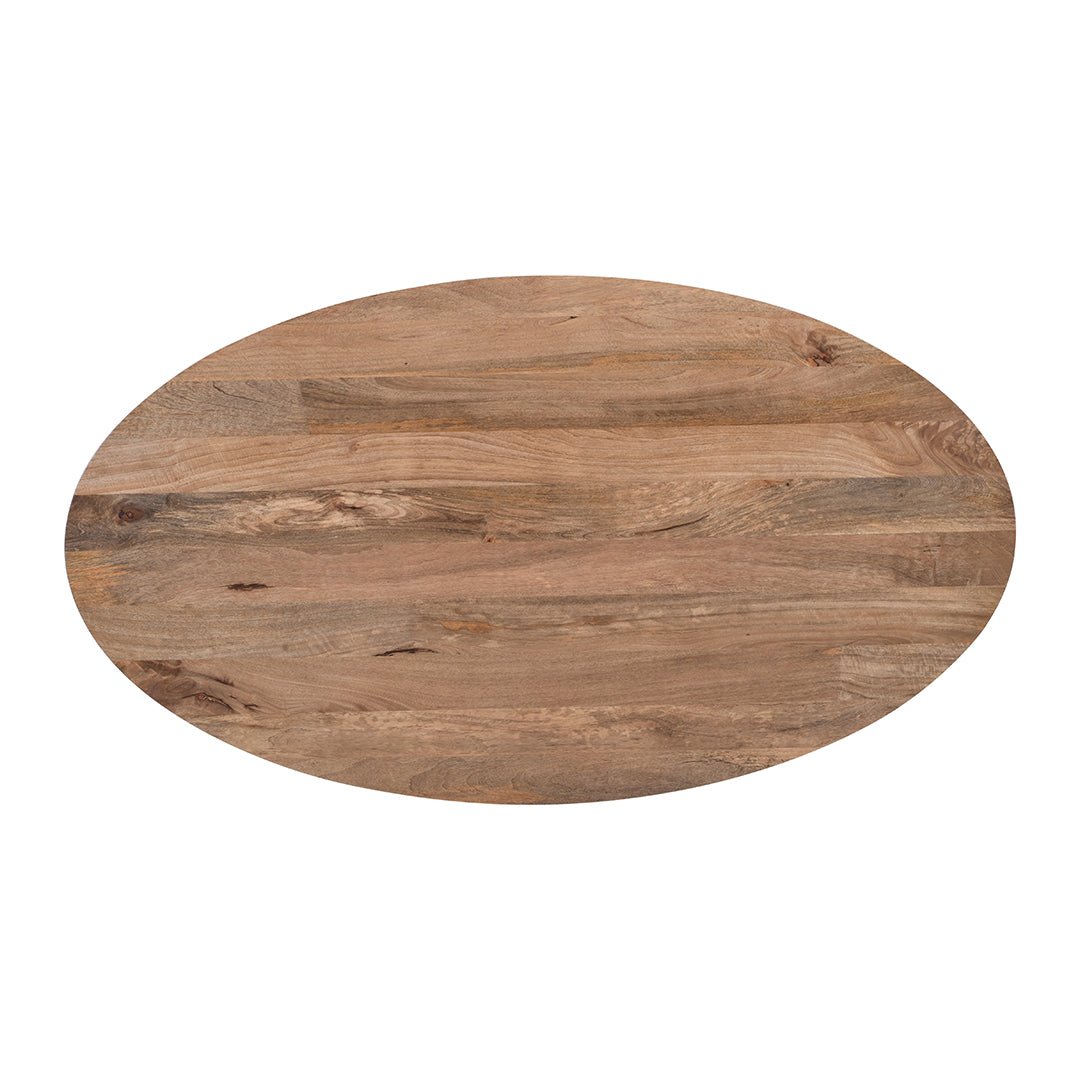 Lichtbruine ovale eettafel van mangohout