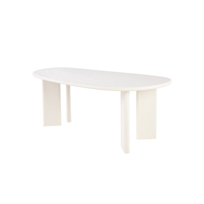 Eettafel Organisch Savannah Mircocement Paneelpoot 210 cm Wit Mahom