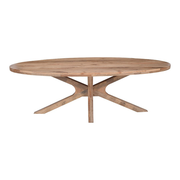 Mangohouten Eettafel Mori Ovaal 240x110 cm Houten onderstel Mahom