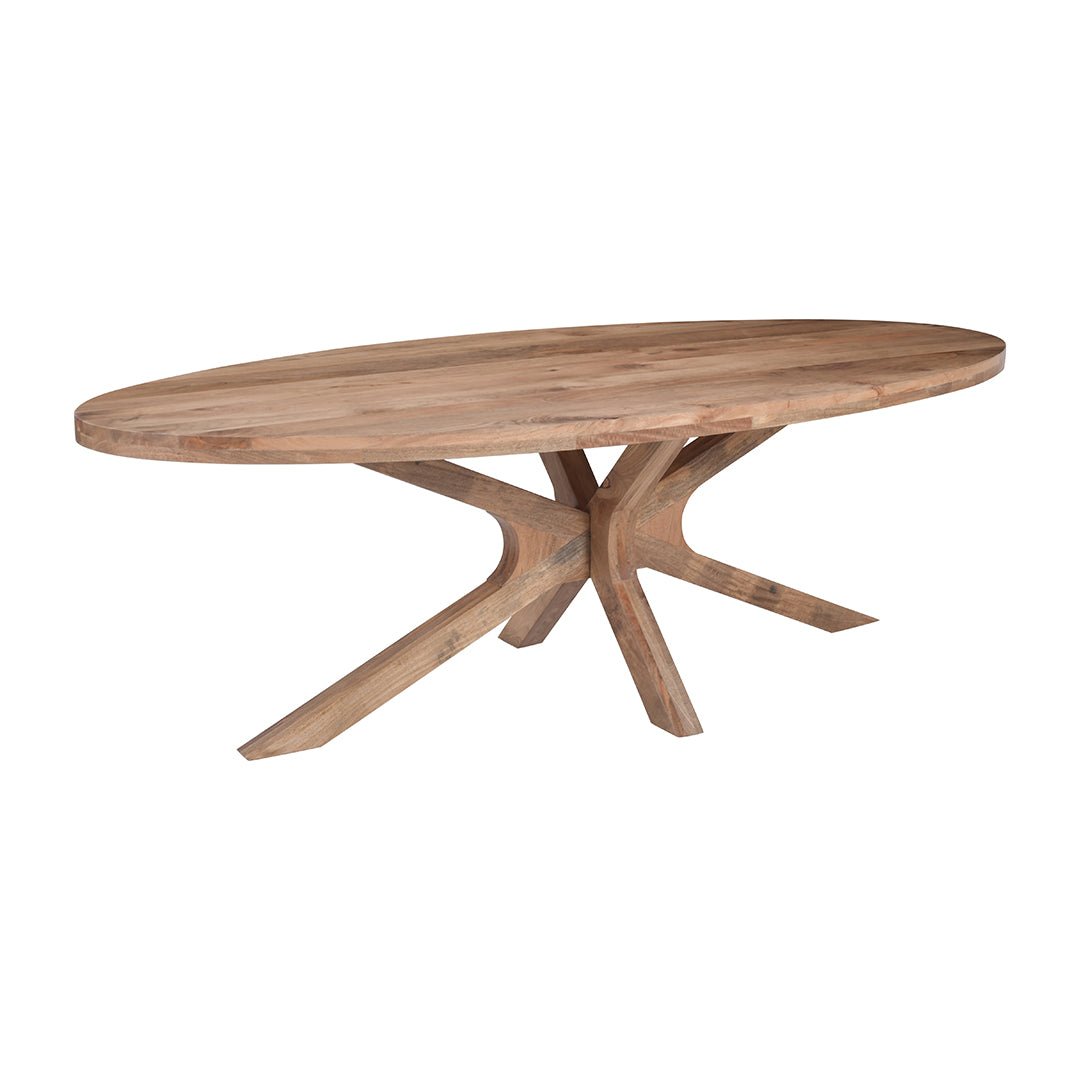 Lichtbruine ovale eettafel van mangohout