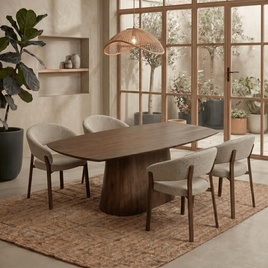 Mangohouten Eettafel Nova Deens Ovaal Donkerbruin 160×90 cm Mahom