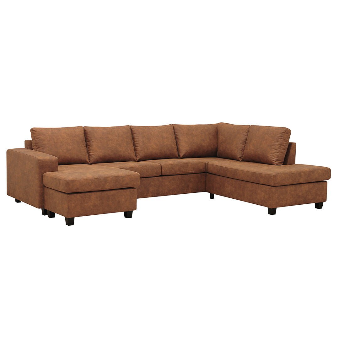 Cognac hoekbank 4 zits