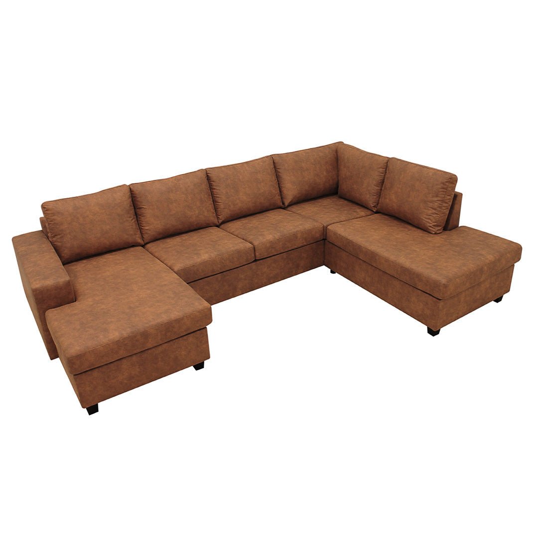 Cognac hoekbank 4 zits