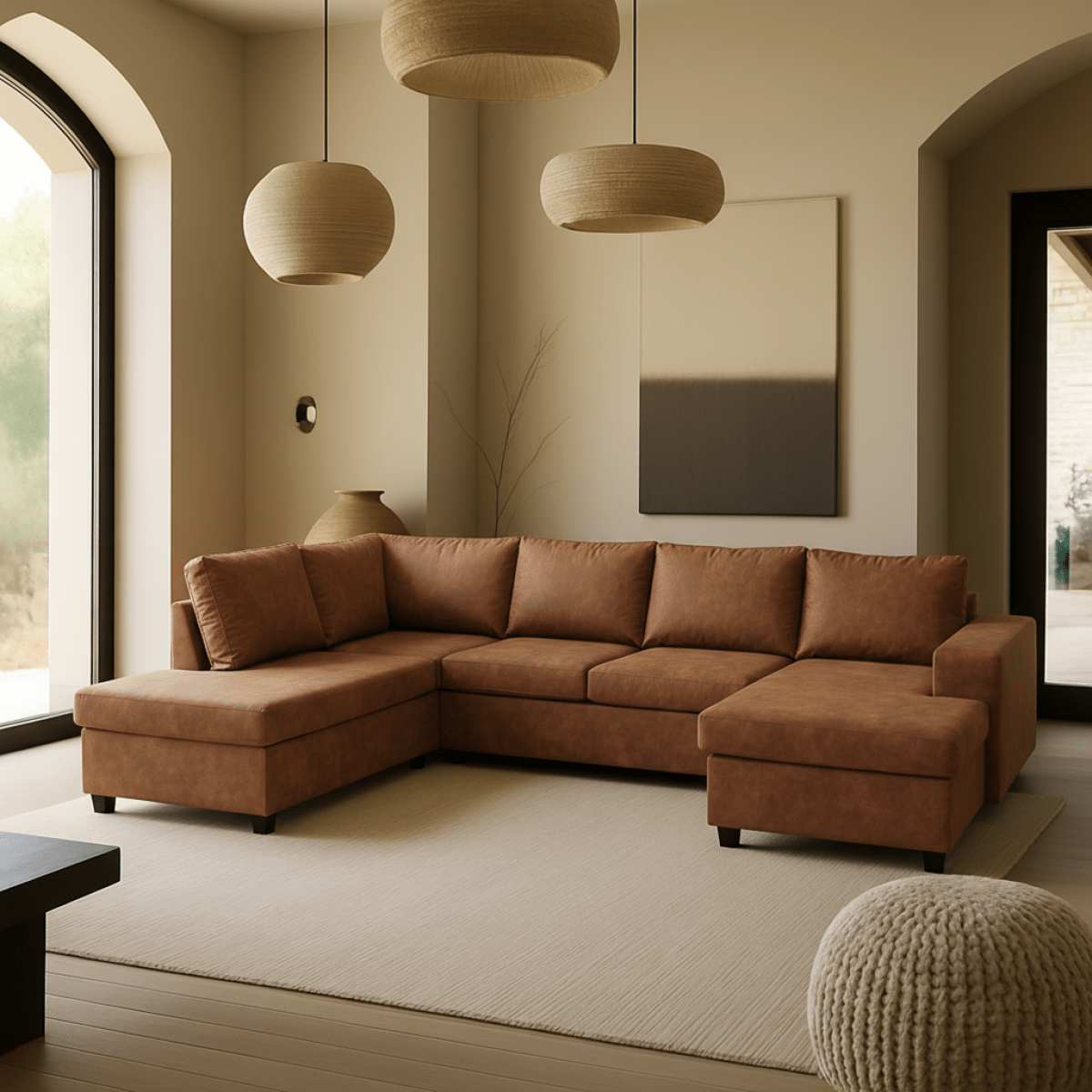 Cognac hoekbank