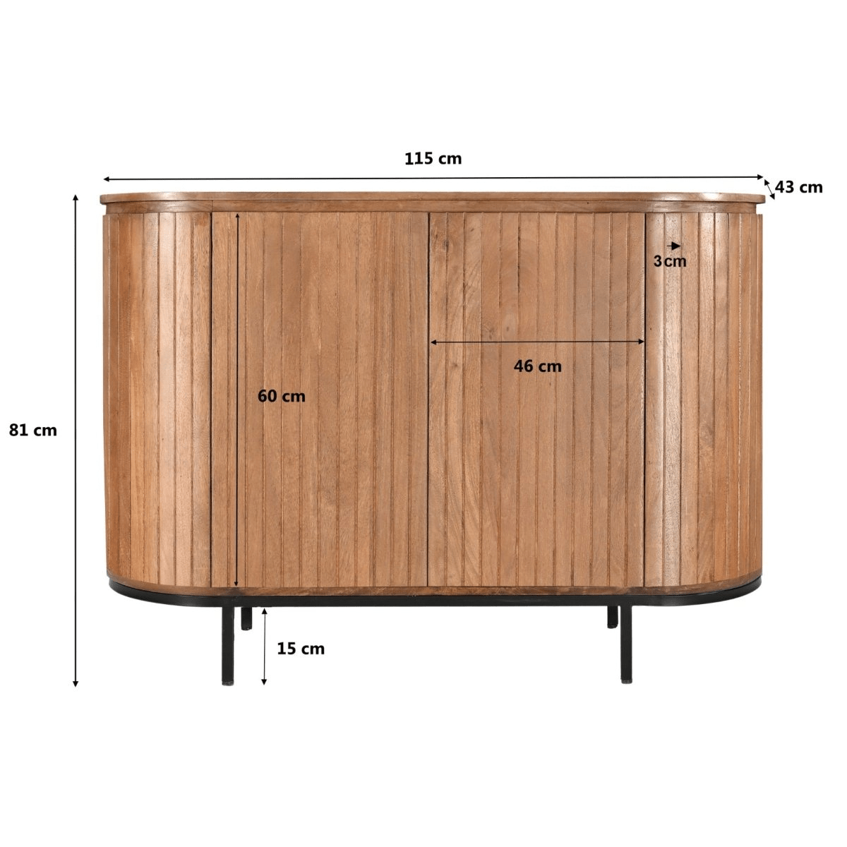 Mangohouten dressoir bruin 115cm