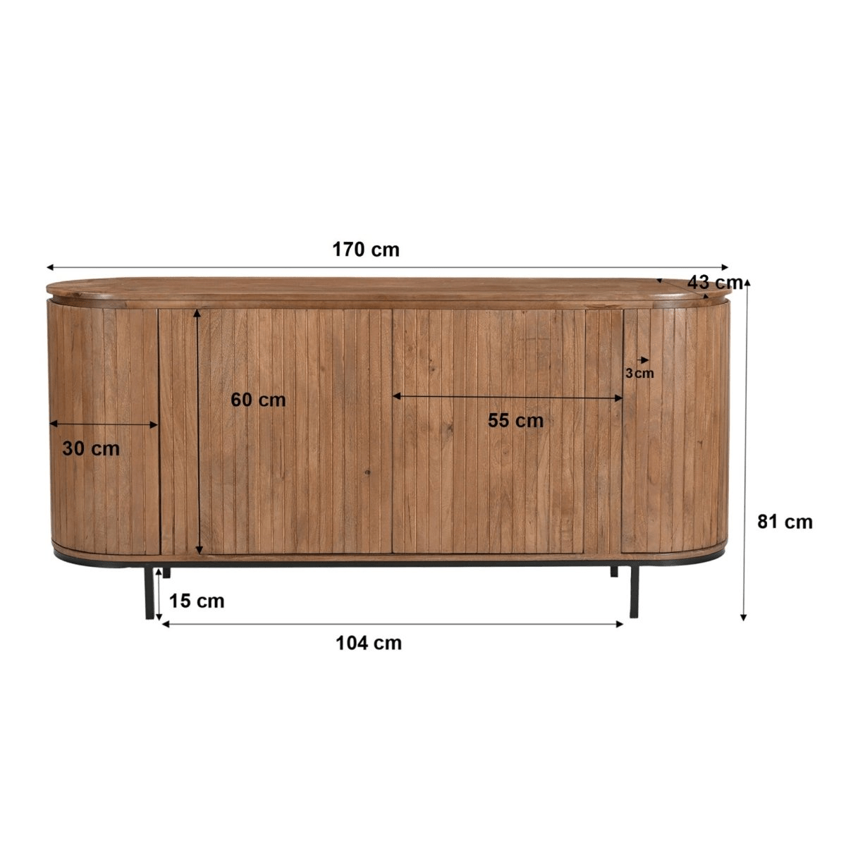 Mangohouten wandkast bruin 170cm