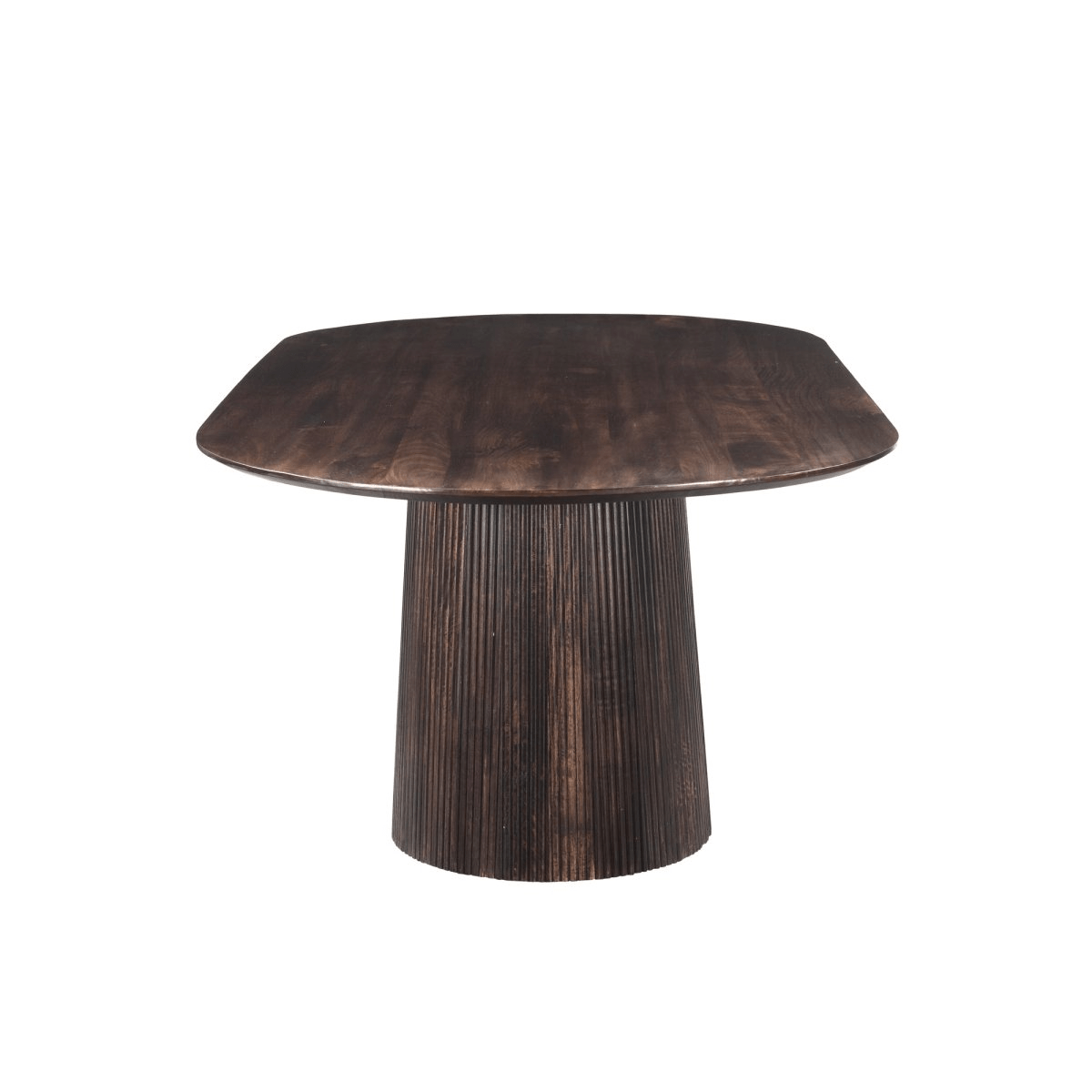 Mangohouten eettafel donkerbruin ovaal 230cm
