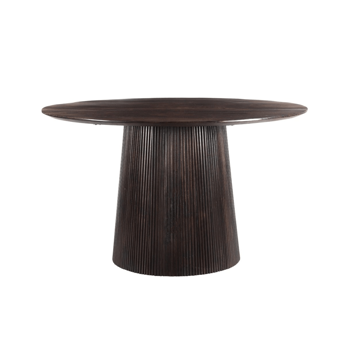 Mangohouten eettafel donkerbruin rond 130cm