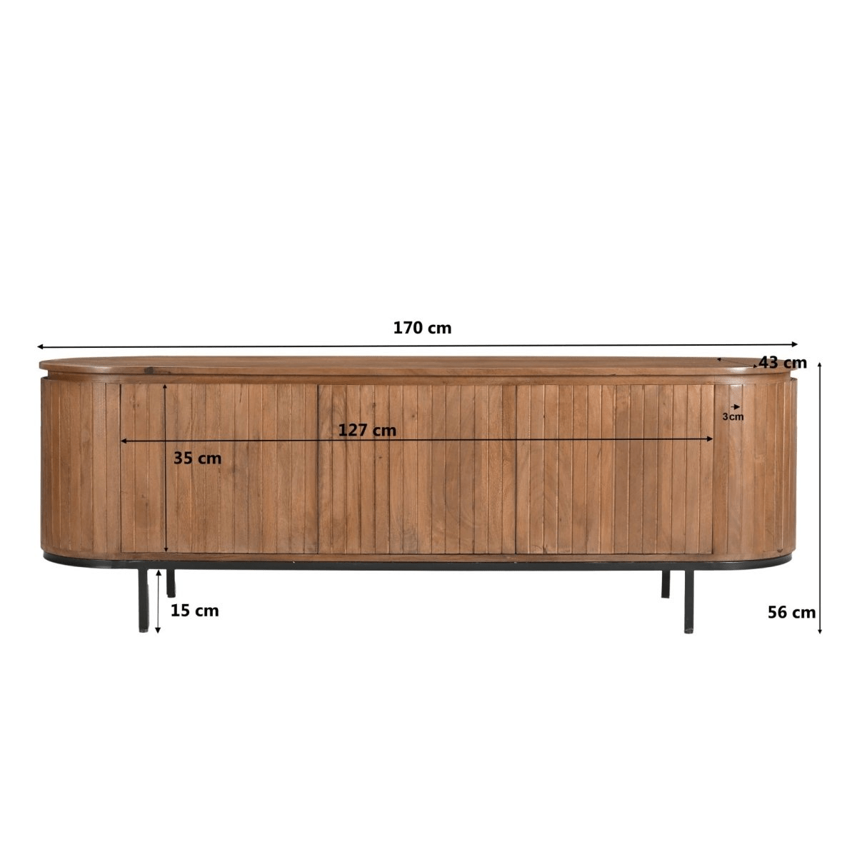 Mangohouten tv meubel bruin 170cm