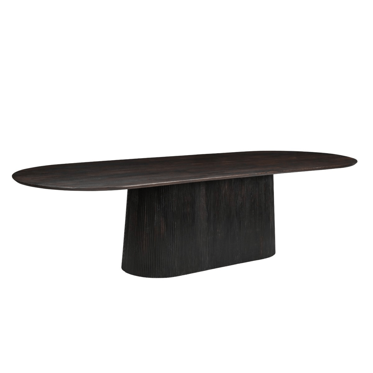 Mangohouten eettafel donkerbruin ovaal 300cm