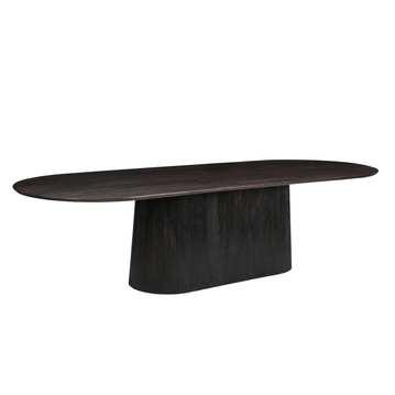 Mangohouten eettafel donkerbruin ovaal 300cm