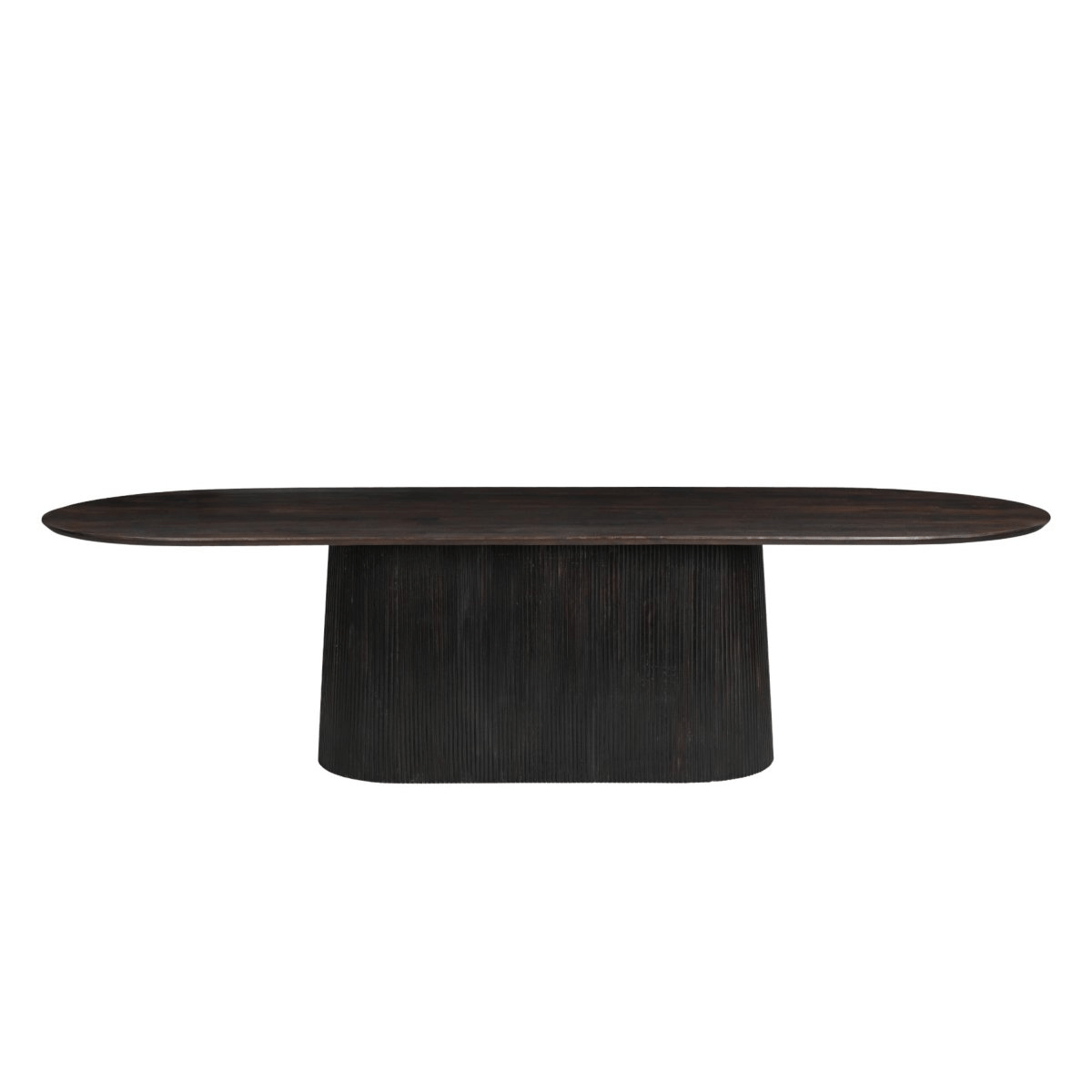 Mangohouten eettafel donkerbruin ovaal 300cm