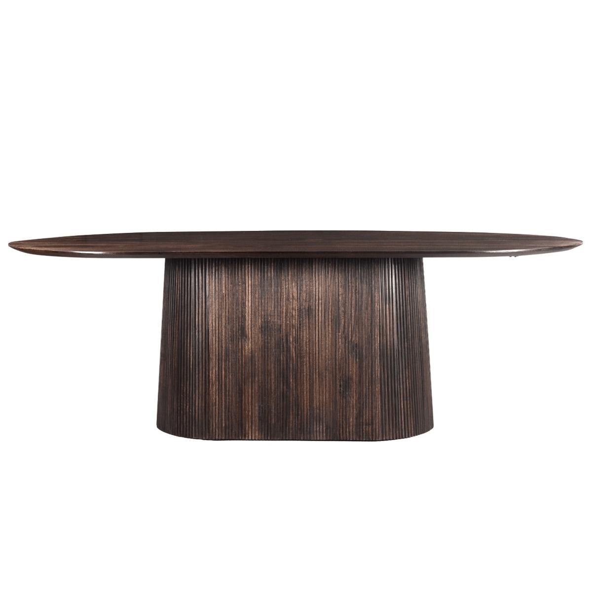 Mangohouten eettafel donkerbruin ovaal 200cm