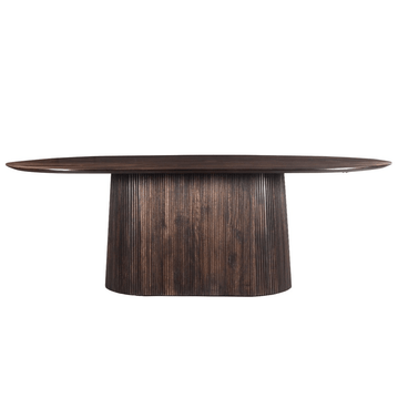 Mangohouten eettafel donkerbruin ovaal 200cm