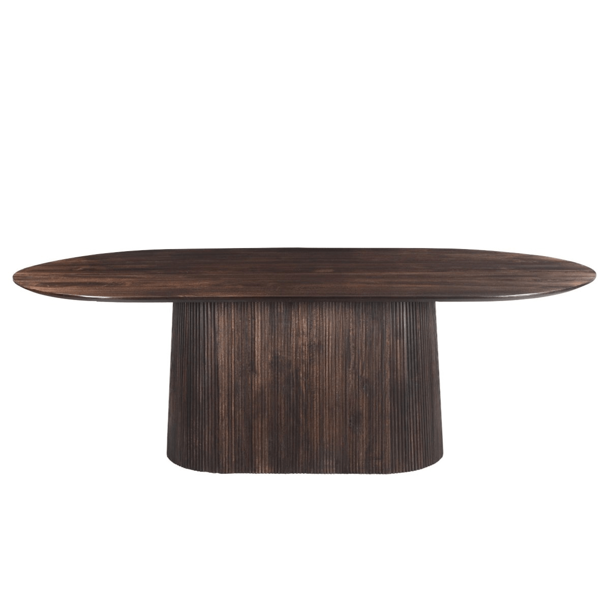 Mangohouten eettafel donkerbruin ovaal 200cm