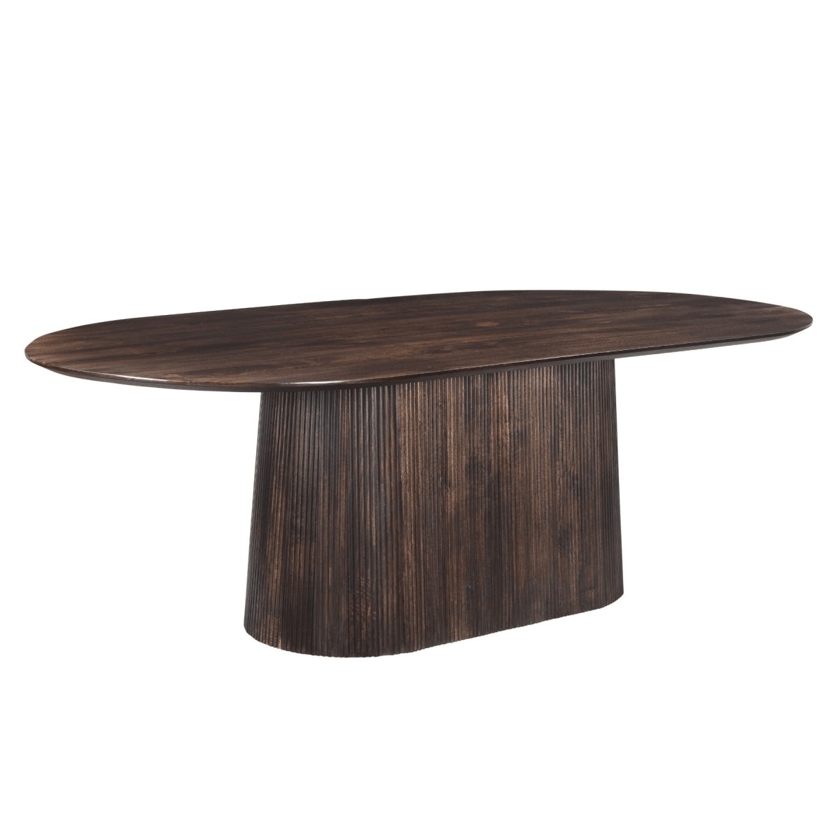 Mangohouten eettafel donkerbruin ovaal 200cm