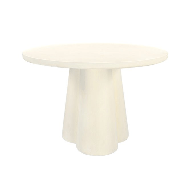 Mangohouten eettafel wit rond 130cm