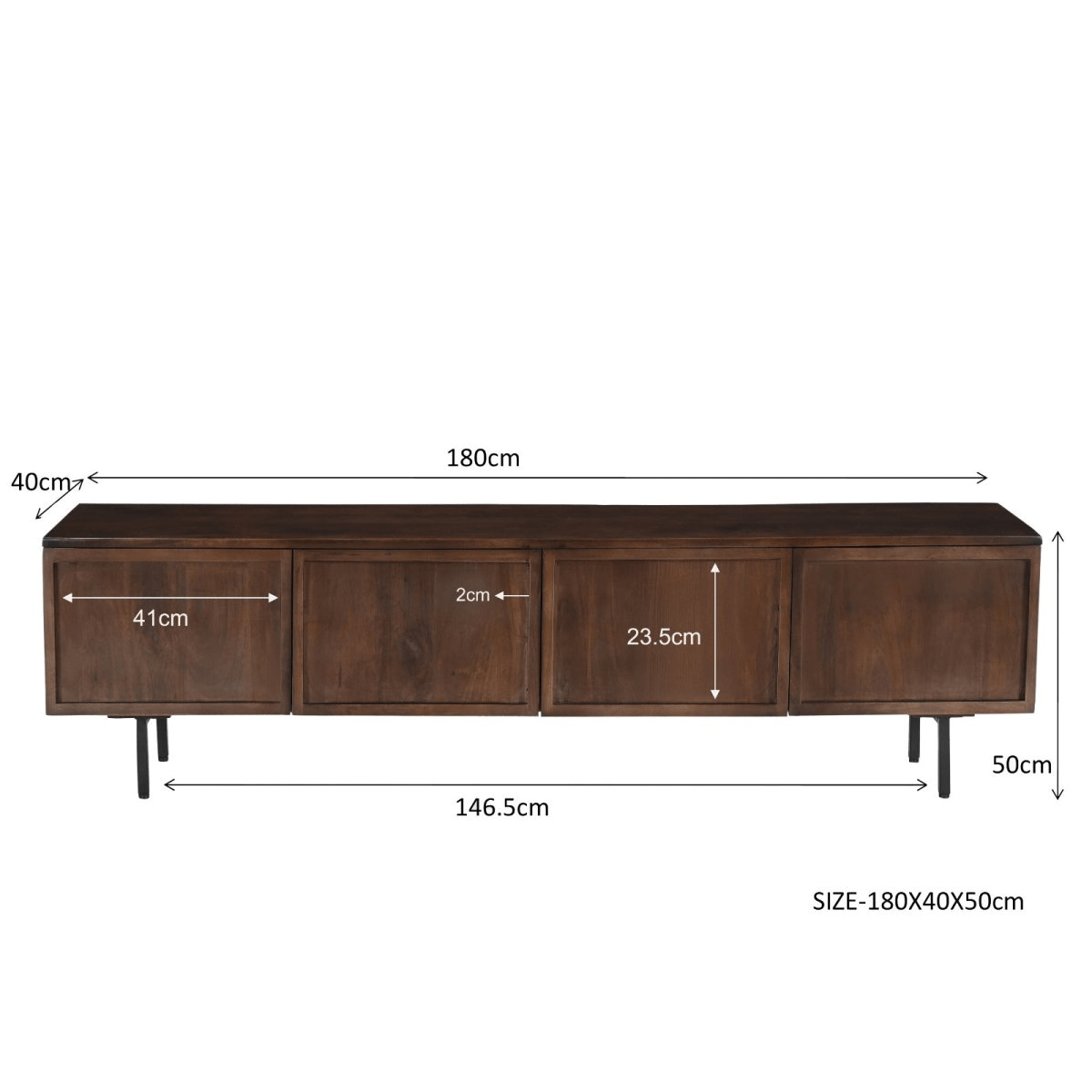 Mangohouten tv meubel bruin 180cm