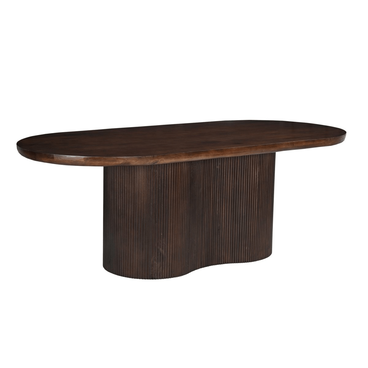 Eettafel hardhout donkerbruin ovaal 300cm