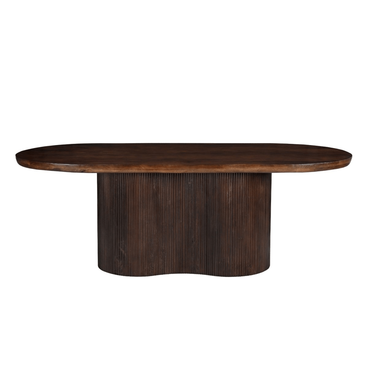 Eettafel hardhout donkerbruin ovaal 300cm