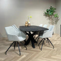 Mangohouten eettafel zwart rechthoekig 220cm