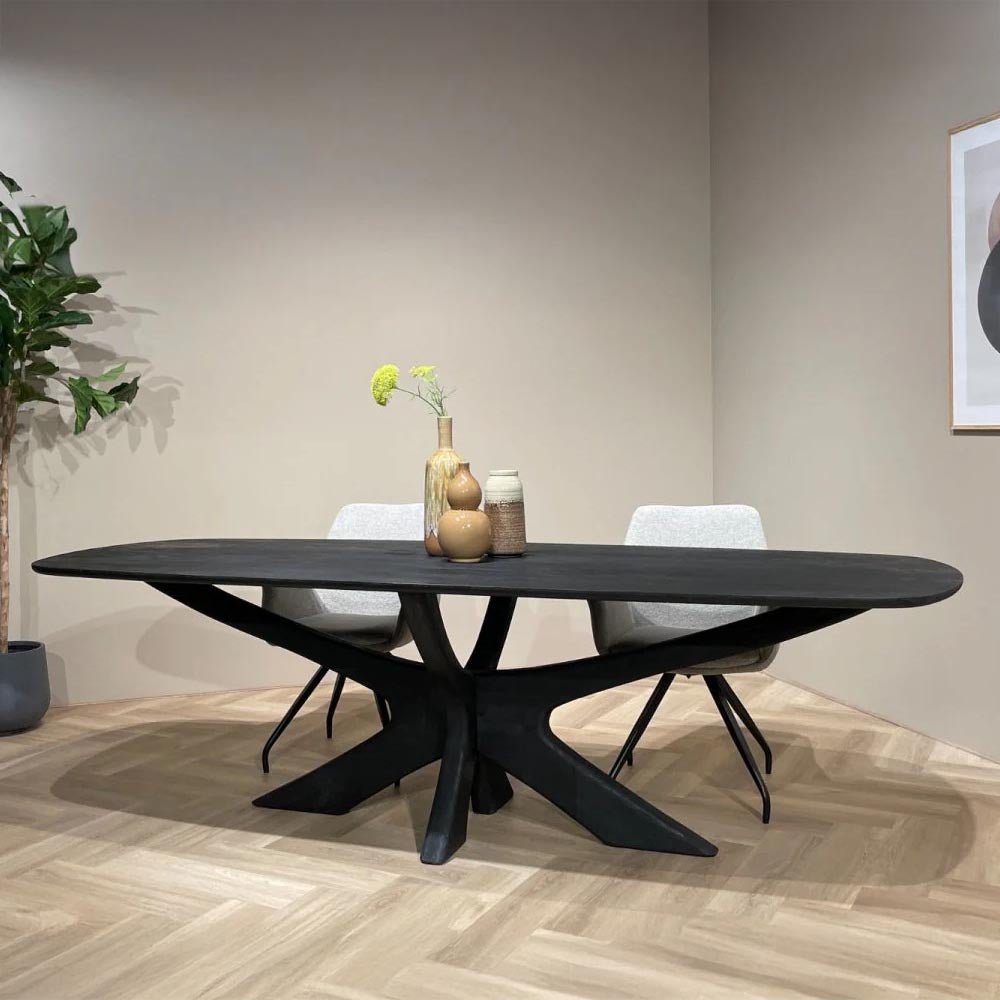 Eettafel hardhout zwart rechthoekig 250cm