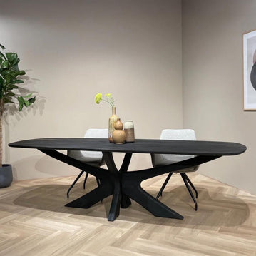 Eettafel hardhout zwart rechthoekig 250cm
