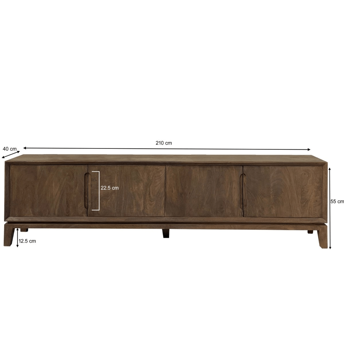 Mangohouten TV Meubel donkerbruin 210cm