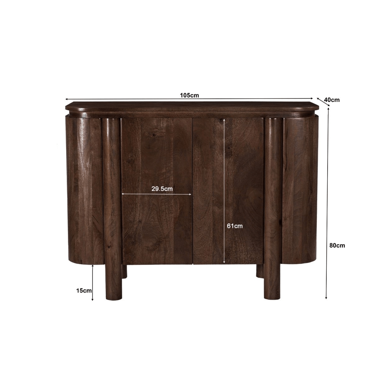 Mangohouten dressoir bruin 105cm