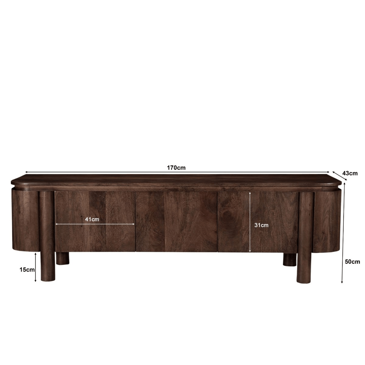 Mangohouten tv meubel bruin 170cm